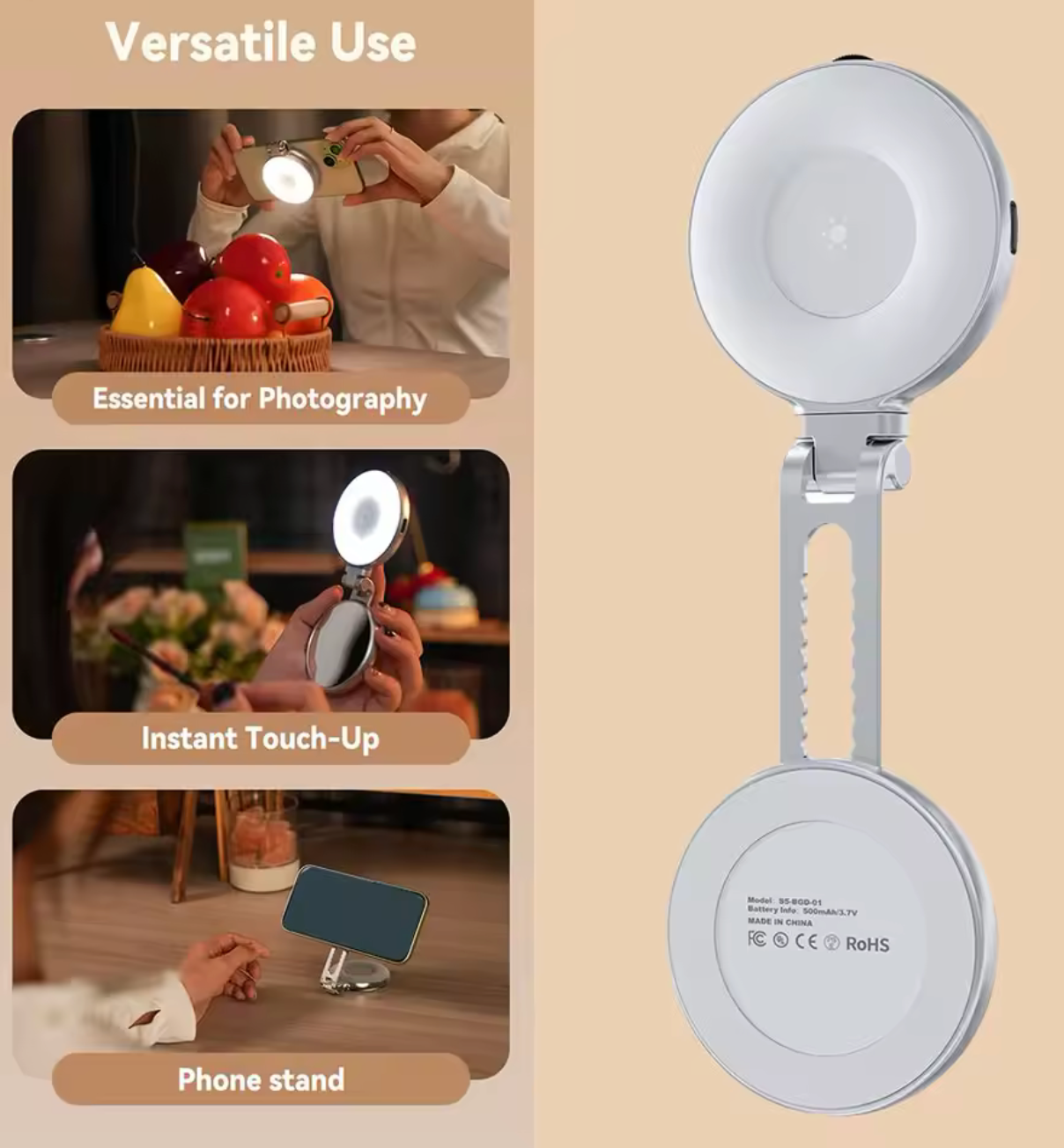 Magnetic Fill Light Mini Selfie Light 3 Modes Adjustable Brightness for Smartphone Iphone XIAOMI HUAWEI SAMSUNG Phone