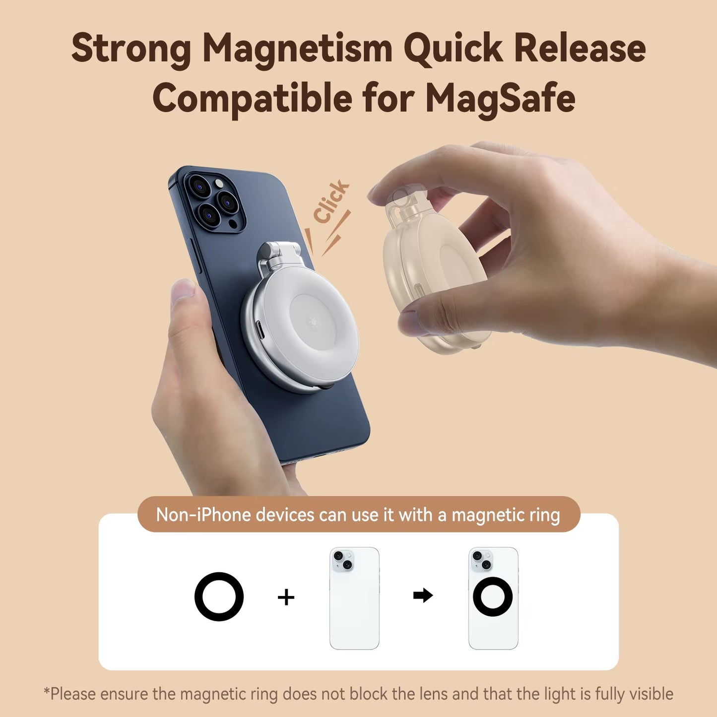 Magnetic Fill Light Mini Selfie Light 3 Modes Adjustable Brightness for Smartphone Iphone XIAOMI HUAWEI SAMSUNG Phone